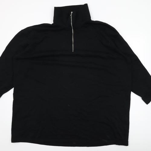 H&M Womens Black Cotton Basic T-Shirt Size XL High Neck