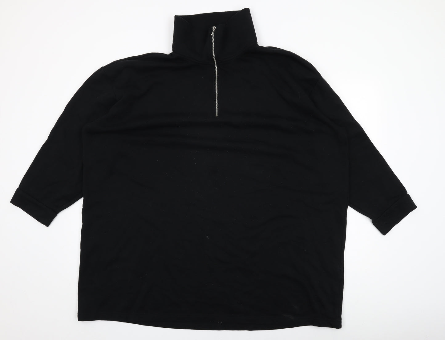 H&M Womens Black Cotton Basic T-Shirt Size XL High Neck