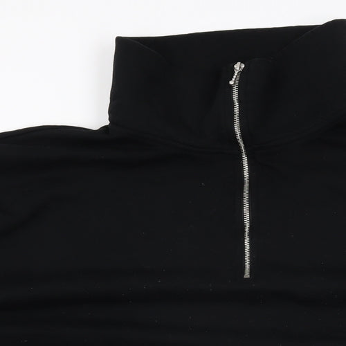 H&M Womens Black Cotton Basic T-Shirt Size XL High Neck