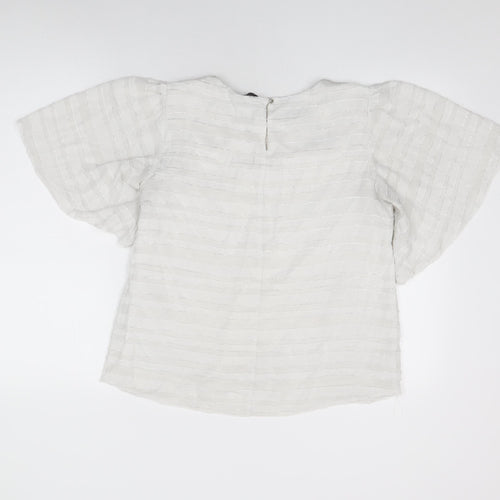 Dorothy Perkins Womens White Polyester Basic T-Shirt Size 12 Round Neck
