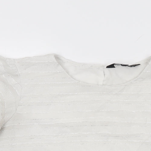 Dorothy Perkins Womens White Polyester Basic T-Shirt Size 12 Round Neck