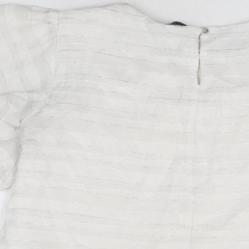 Dorothy Perkins Womens White Polyester Basic T-Shirt Size 12 Round Neck