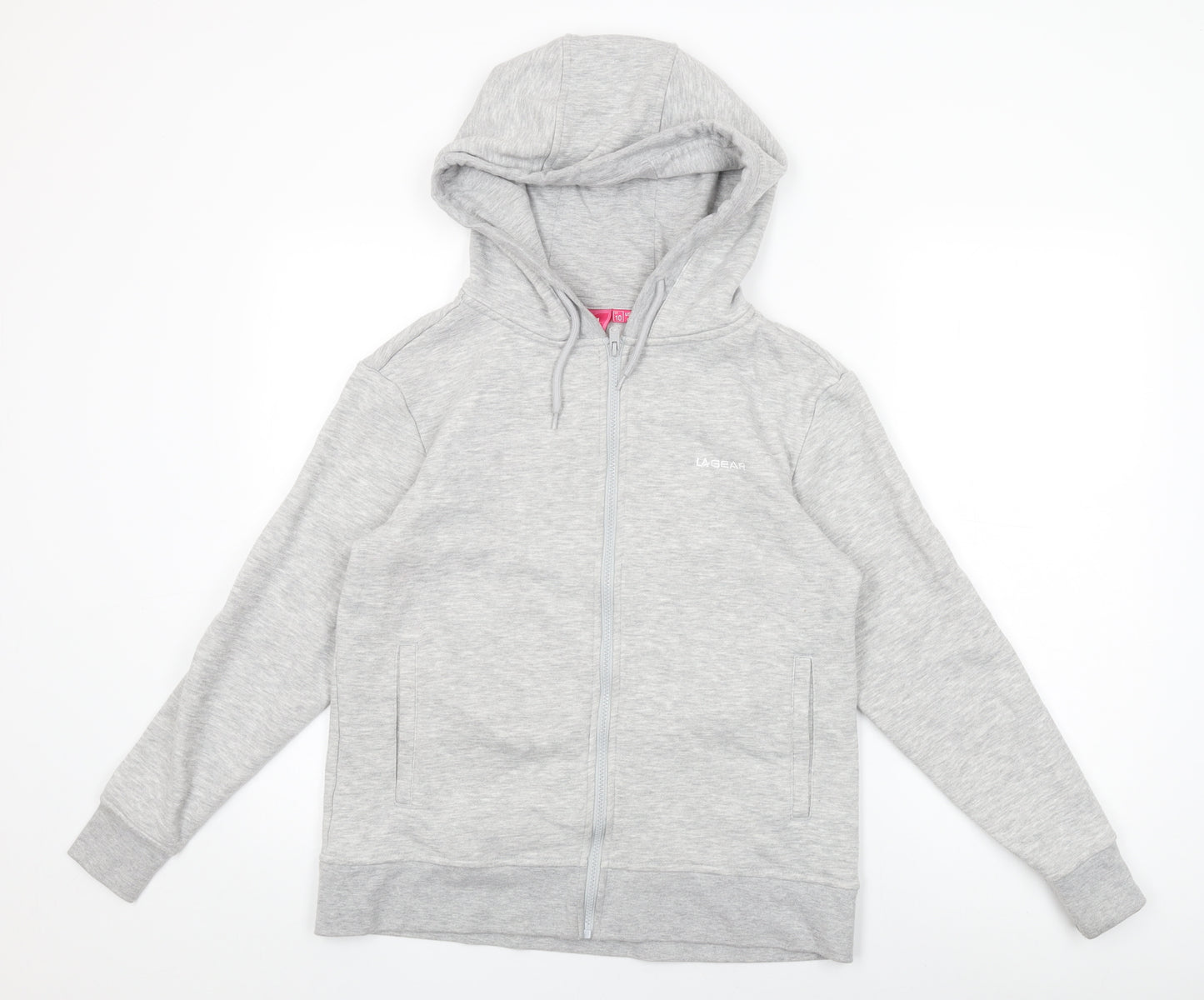 LA Gear Womens Grey Polyester Full Zip Hoodie Size 10 Zip