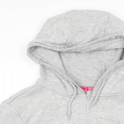 LA Gear Womens Grey Polyester Full Zip Hoodie Size 10 Zip