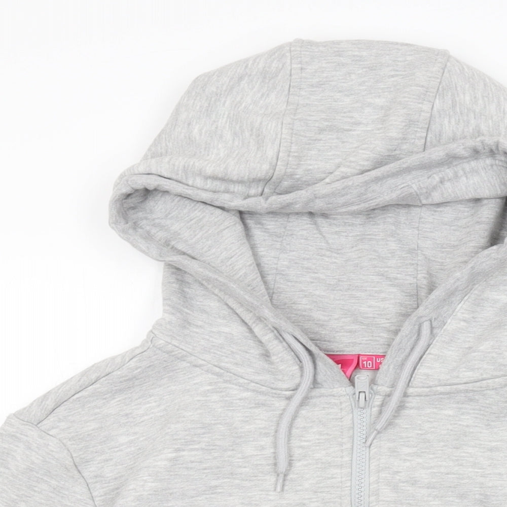LA Gear Womens Grey Polyester Full Zip Hoodie Size 10 Zip