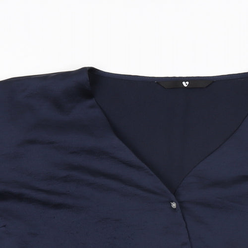 Very Womens Blue Polyester Basic Button-Up Size 18 V-Neck