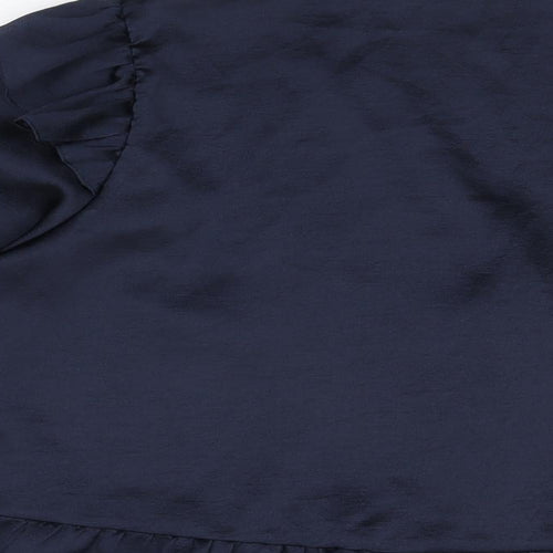 Very Womens Blue Polyester Basic Button-Up Size 18 V-Neck