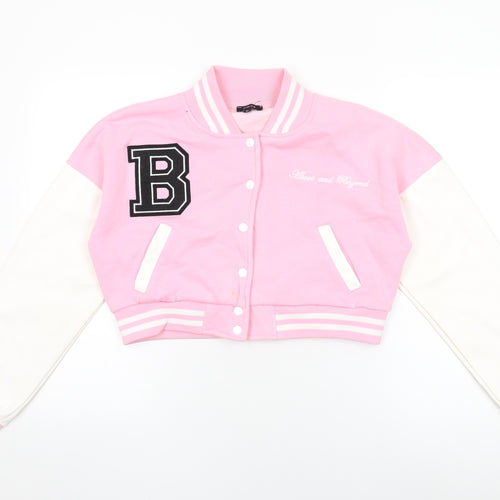 Rising Womens Pink Varsity Jacket Jacket Size M Lace Up - Above And Beyond
