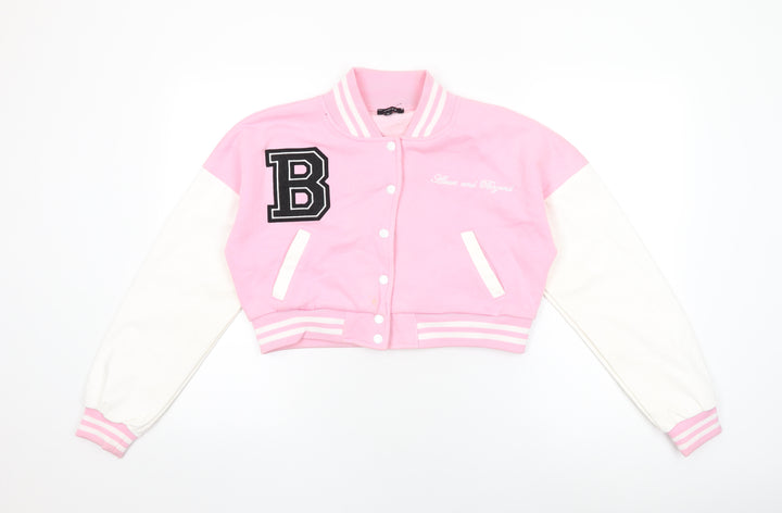 Rising Womens Pink Varsity Jacket Jacket Size M Lace Up - Above And Beyond