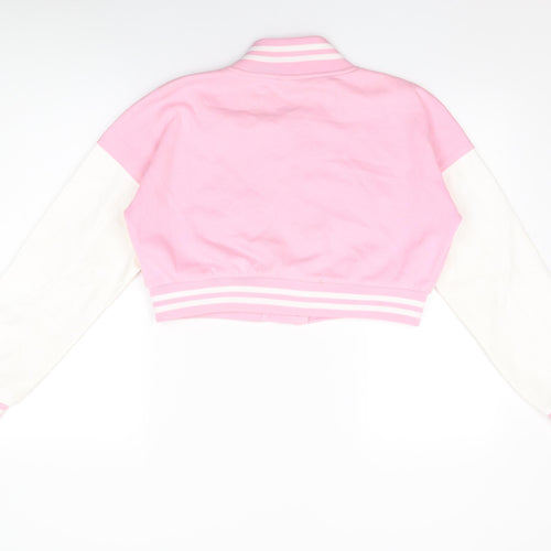 Rising Womens Pink Varsity Jacket Jacket Size M Lace Up - Above And Beyond