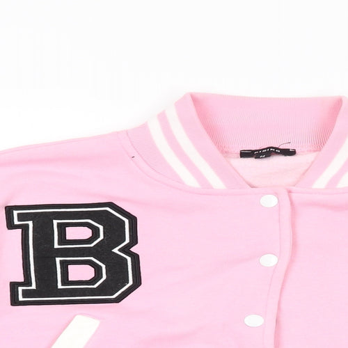 Rising Womens Pink Varsity Jacket Jacket Size M Lace Up - Above And Beyond