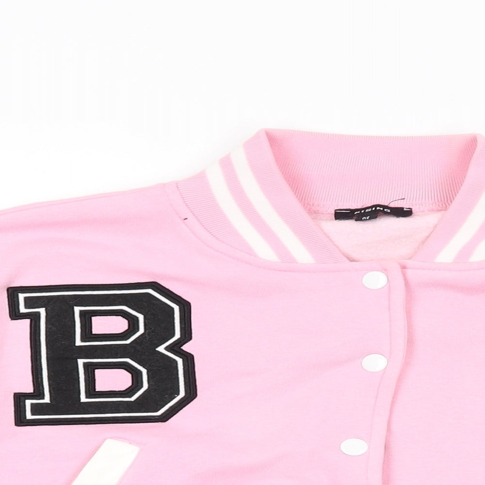 Rising Womens Pink Varsity Jacket Jacket Size M Lace Up - Above And Beyond