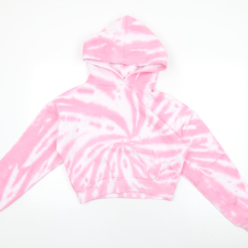Pindydoll Girls Pink Geometric Cotton Pullover Hoodie Size 14-15 Years Pullover - Tie Dye