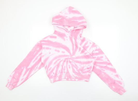 Pindydoll Girls Pink Geometric Cotton Pullover Hoodie Size 14-15 Years Pullover - Tie Dye