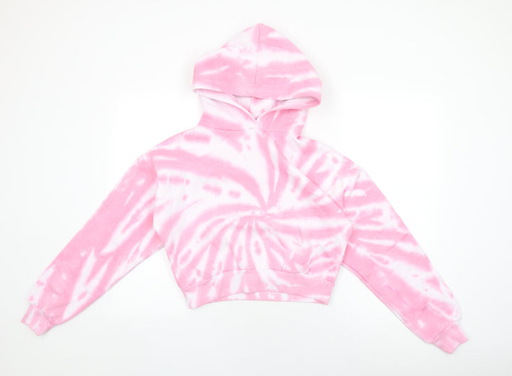 Pindydoll Girls Pink Geometric Cotton Pullover Hoodie Size 14-15 Years Pullover - Tie Dye