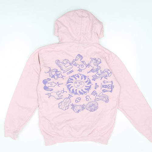 HNR LDN Womens Pink Cotton Pullover Hoodie Size XS Pullover - Sun Print, Star Signs
