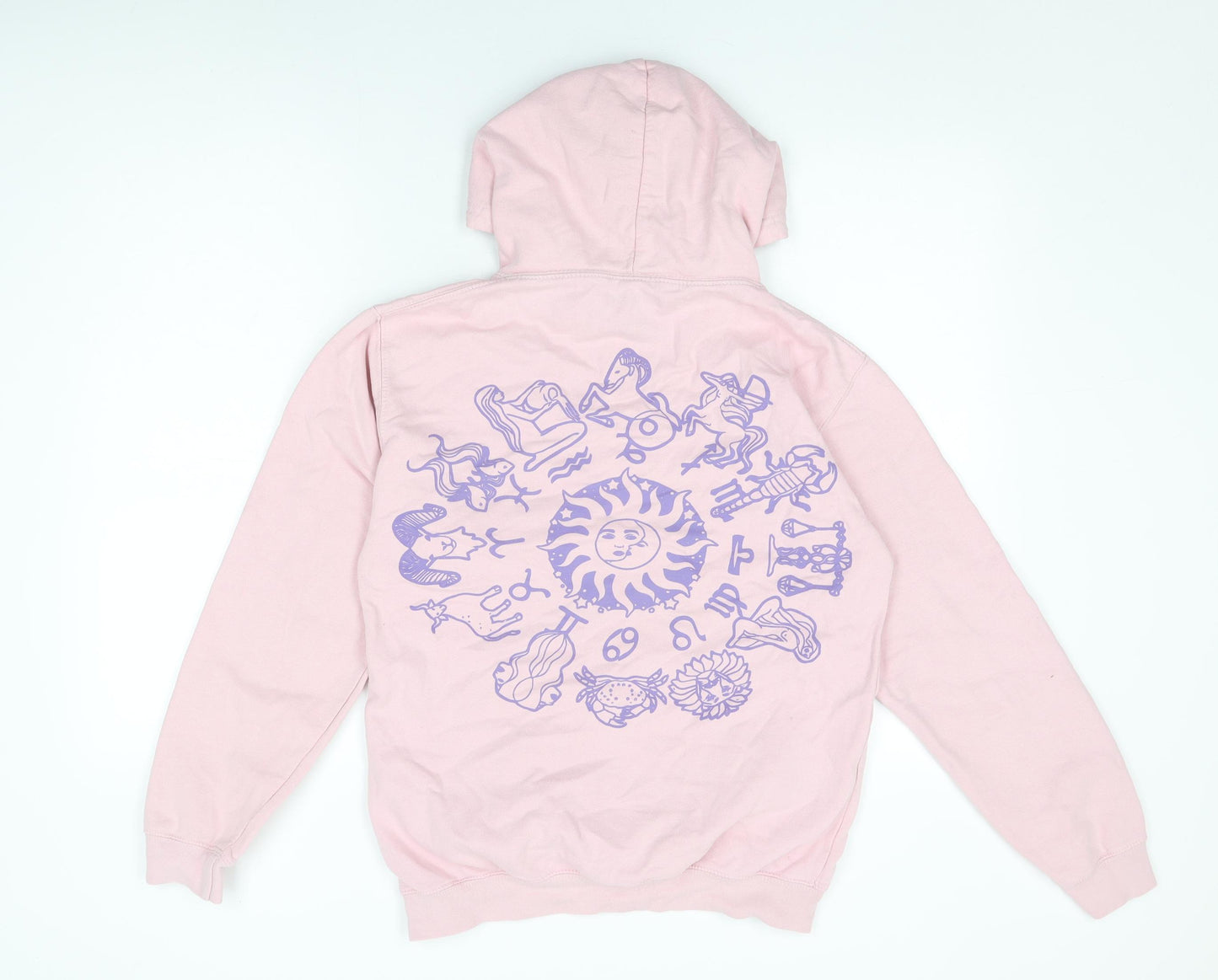HNR LDN Womens Pink Cotton Pullover Hoodie Size XS Pullover - Sun Print, Star Signs