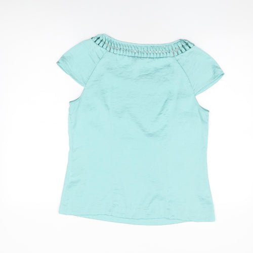 H&M Womens Blue Polyester Basic Blouse Size 12 Round Neck