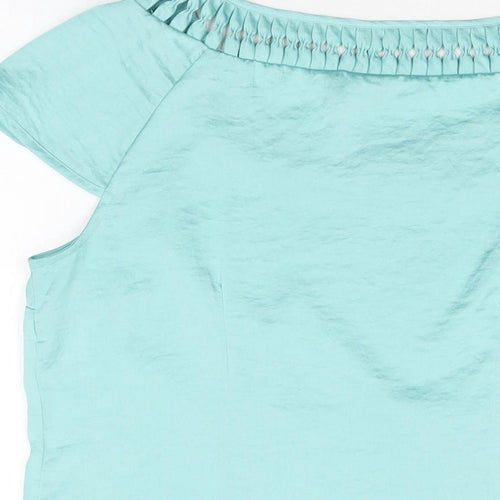 H&M Womens Blue Polyester Basic Blouse Size 12 Round Neck