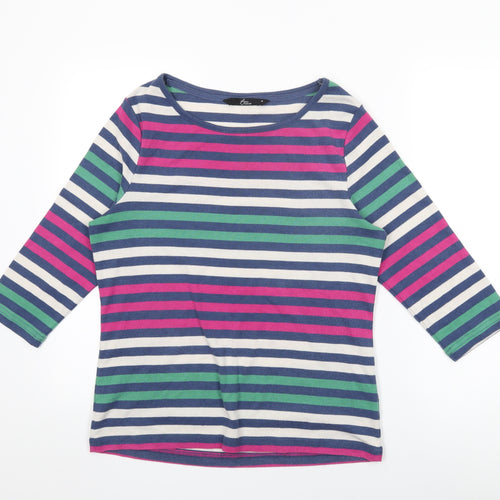 BM Collection Womens Multicoloured Striped Cotton Basic T-Shirt Size M Round Neck