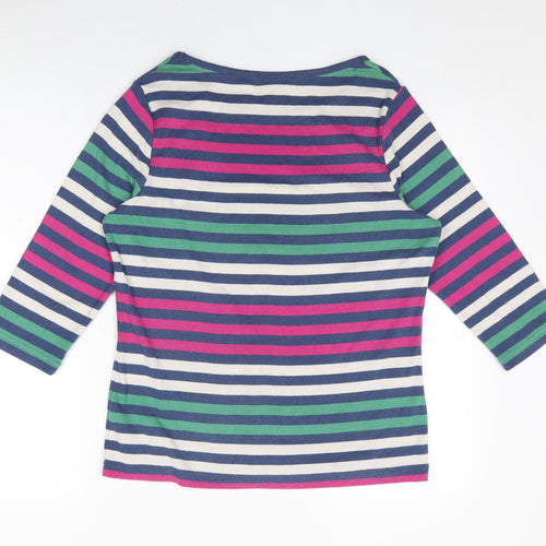 BM Collection Womens Multicoloured Striped Cotton Basic T-Shirt Size M Round Neck