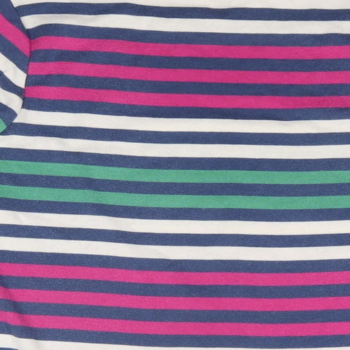 BM Collection Womens Multicoloured Striped Cotton Basic T-Shirt Size M Round Neck