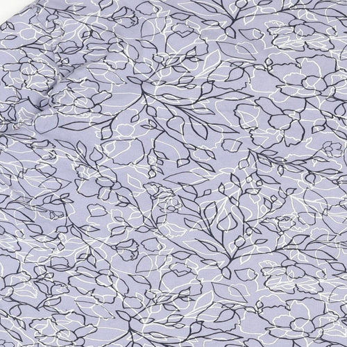 Isle Essentials Womens Purple Floral Cotton Basic T-Shirt Size 14 Round Neck - Size 14-16