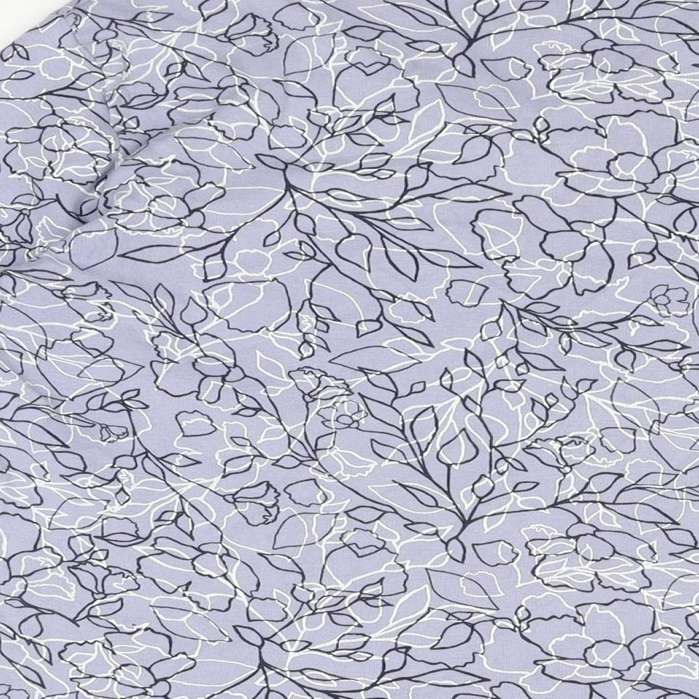 Isle Essentials Womens Purple Floral Cotton Basic T-Shirt Size 14 Round Neck - Size 14-16