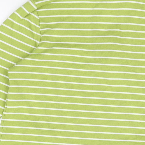 BM Collection Womens Green Striped Polyester Pullover Sweatshirt Size S Zip