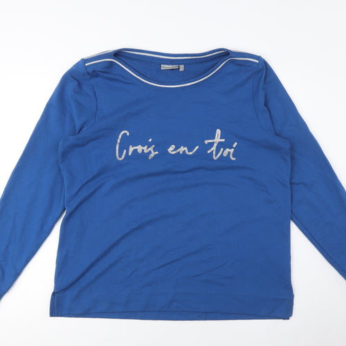Women's Franka Blue Pullover Sweatshirt, Medium, Cotton