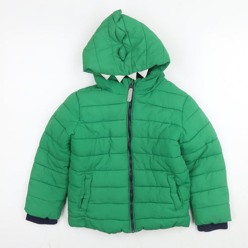 Blue Zoo Boys Green Jacket Size 5-6 Years Zip - Dinosaur