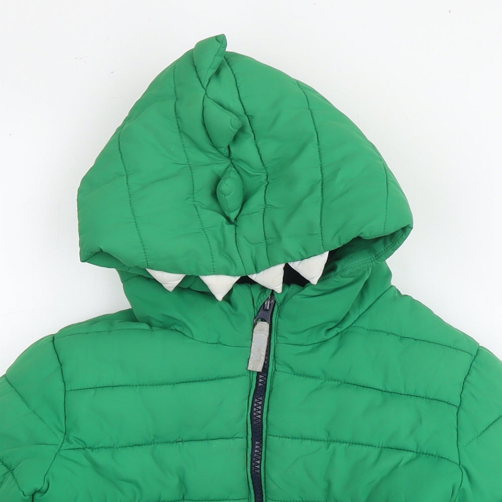 Blue Zoo Boys Green Jacket Size 5-6 Years Zip - Dinosaur