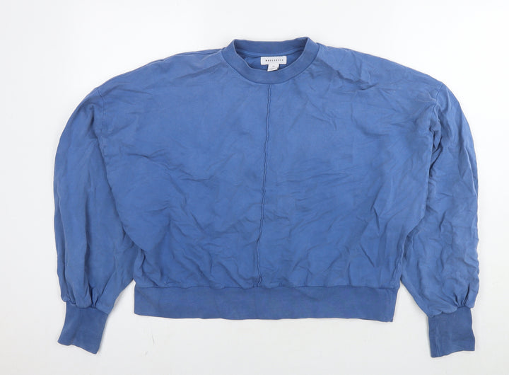 Warehouse Womens Blue Cotton Pullover Sweatshirt Size XS Pullover