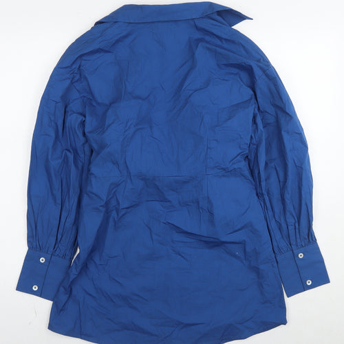 River Island Womens Blue Cotton A-Line Size 12 V-Neck Zip