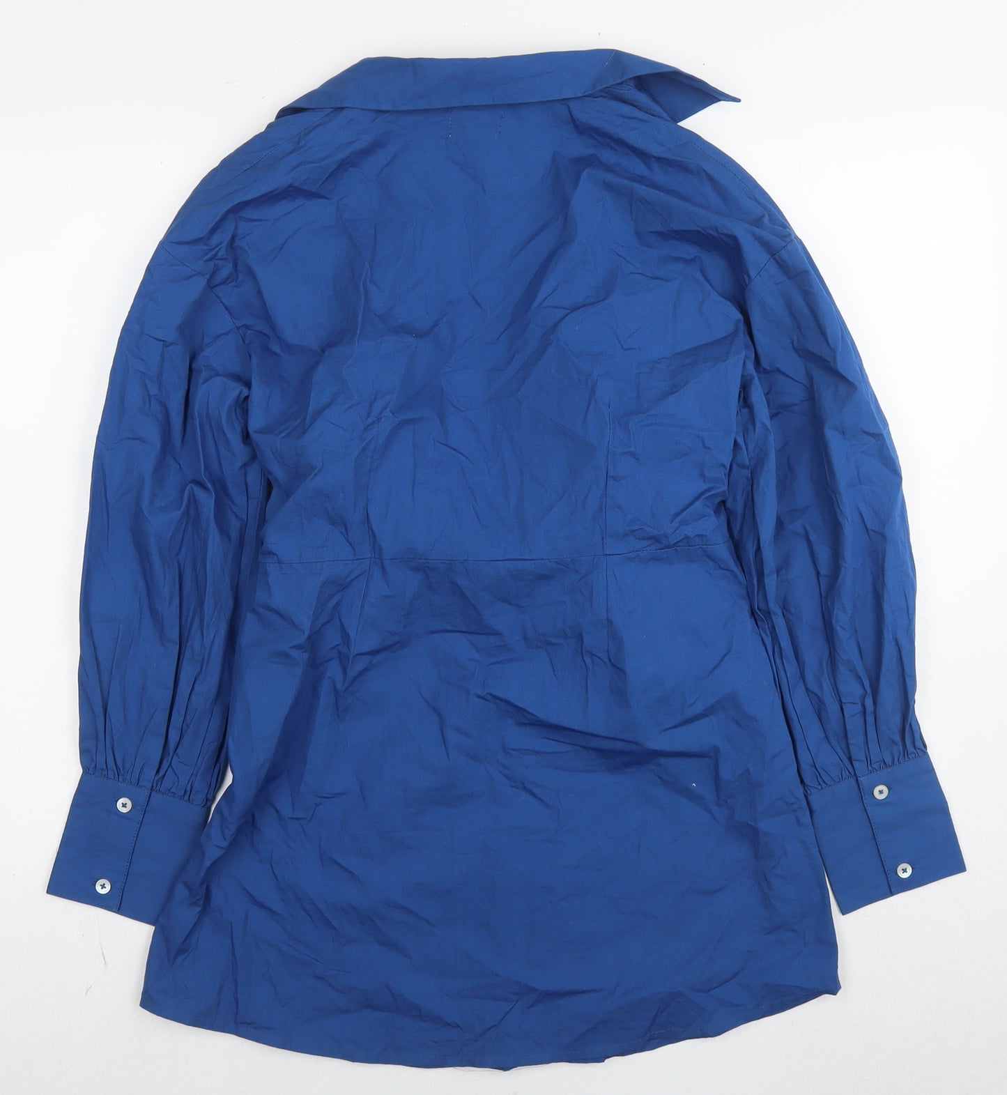 River Island Womens Blue Cotton A-Line Size 12 V-Neck Zip
