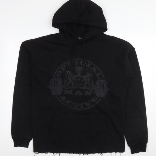 Boohoo Mens Black Cotton Pullover Hoodie Size M - Weightlifting Man Official