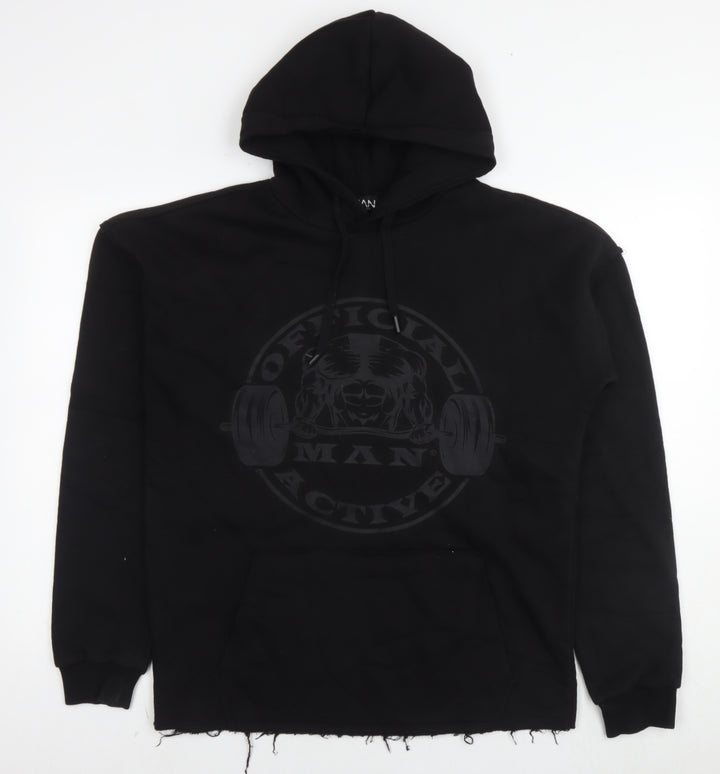 Boohoo Mens Black Cotton Pullover Hoodie Size M - Weightlifting Man Official