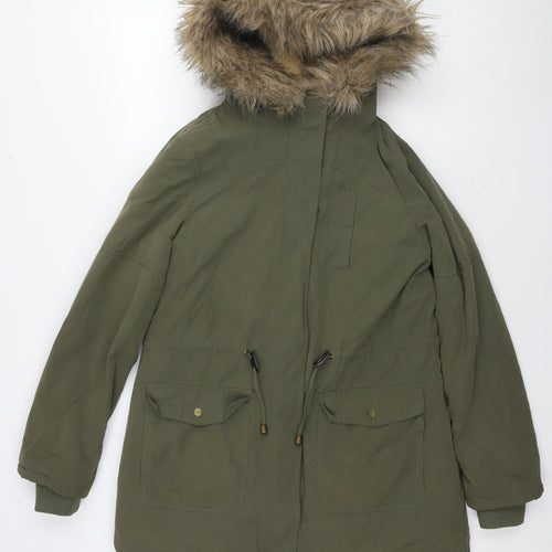 Oasis Womens Green Parka Jacket Size M Zip