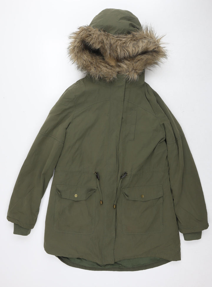Oasis Womens Green Parka Jacket Size M Zip
