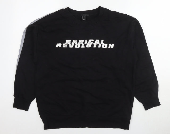 FOREVER 21 Womens Black Cotton Pullover Sweatshirt Size S Pullover - Reflective Radical Revolution