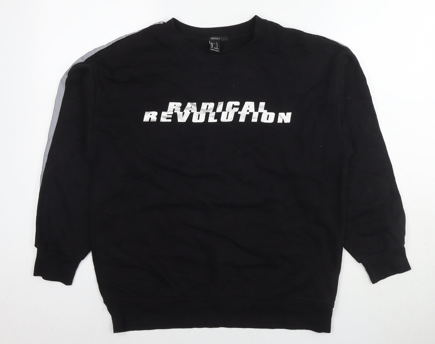 FOREVER 21 Womens Black Cotton Pullover Sweatshirt Size S Pullover - Reflective Radical Revolution