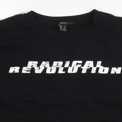 FOREVER 21 Womens Black Cotton Pullover Sweatshirt Size S Pullover - Reflective Radical Revolution