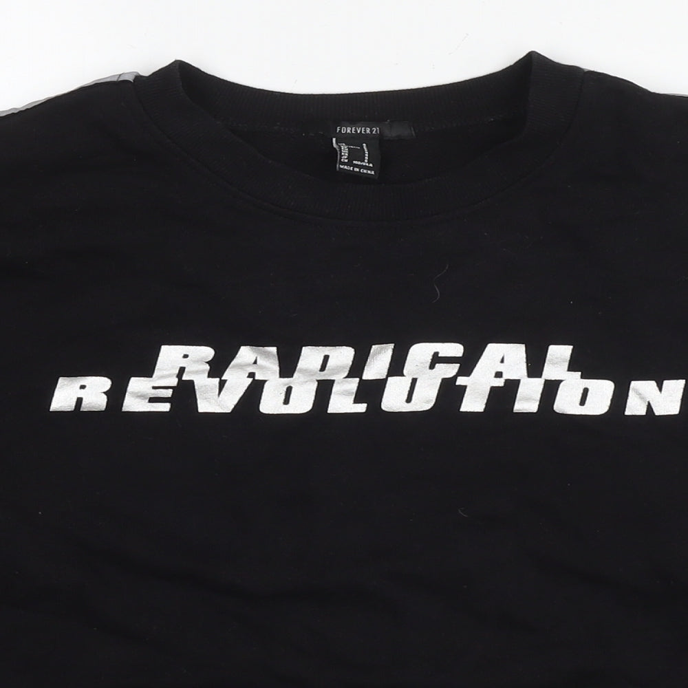 FOREVER 21 Womens Black Cotton Pullover Sweatshirt Size S Pullover - Reflective Radical Revolution