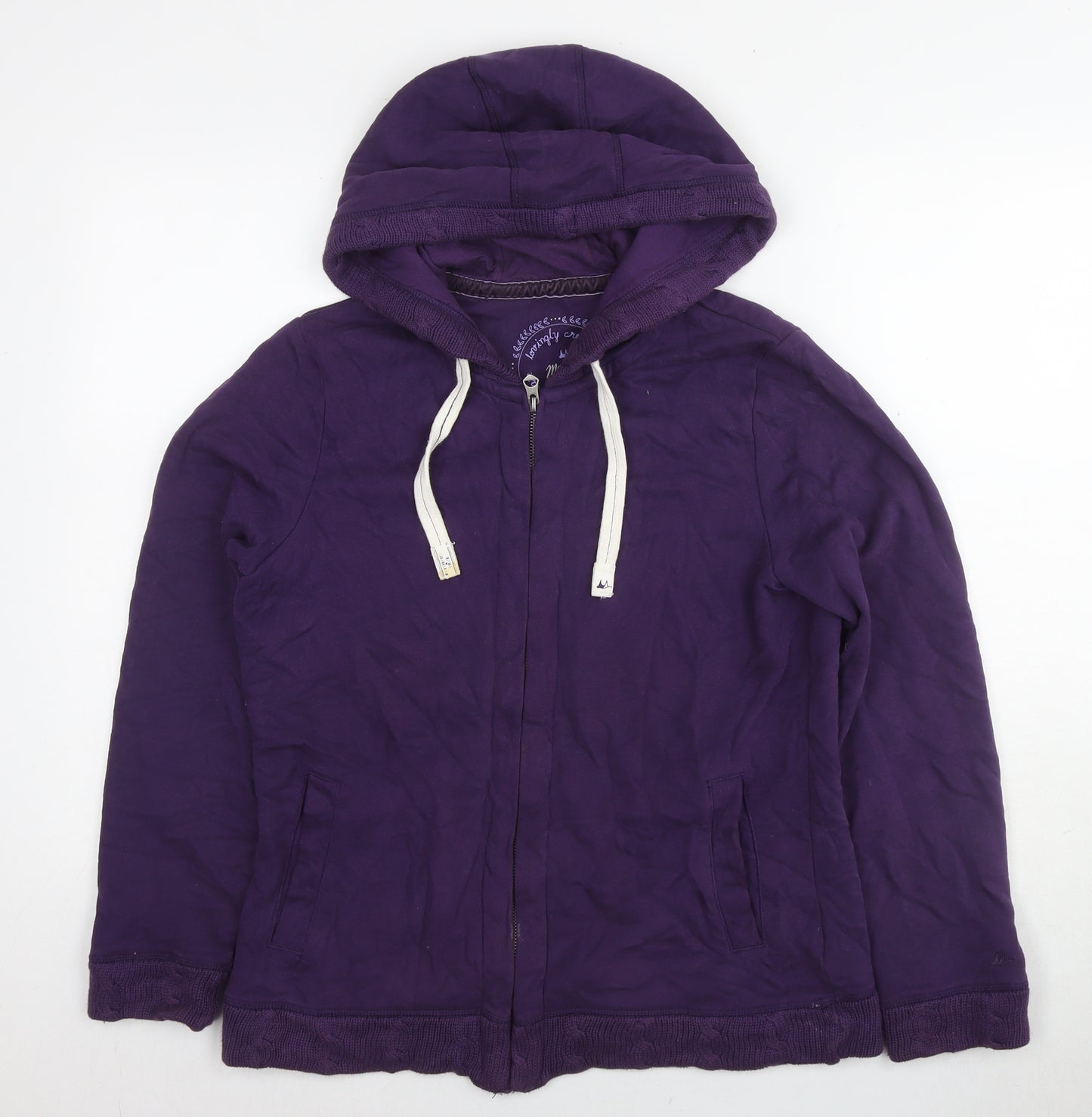 MANTARAY PRODUCTS Womens Purple Cotton Full Zip Hoodie Size 14 Zip