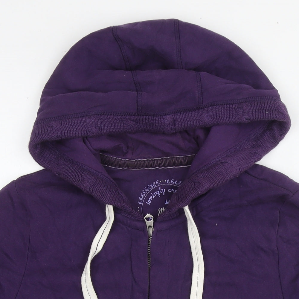 MANTARAY PRODUCTS Womens Purple Cotton Full Zip Hoodie Size 14 Zip