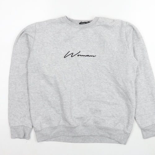 Boohoo Womens Grey Cotton Pullover Sweatshirt Size 6 Pullover - Woman