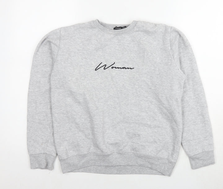 Boohoo Womens Grey Cotton Pullover Sweatshirt Size 6 Pullover - Woman