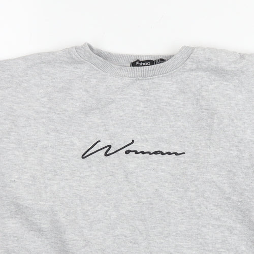 Boohoo Womens Grey Cotton Pullover Sweatshirt Size 6 Pullover - Woman