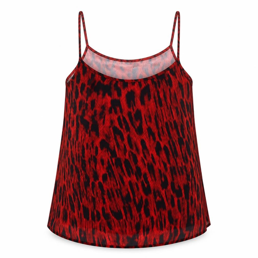 Warehouse Womens Red Animal Print Polyester Camisole Tank Size 10 Round Neck - Leopard Print