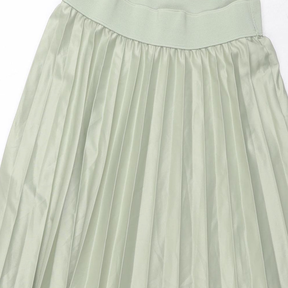 VILA Womens Green Polyester Pleated Skirt Size S